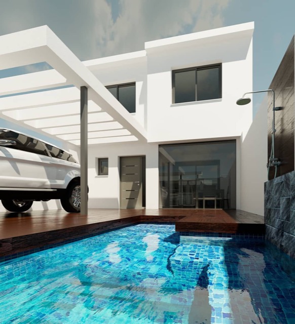 Vivienda con porche y piscina privada — SZB Arquitectura